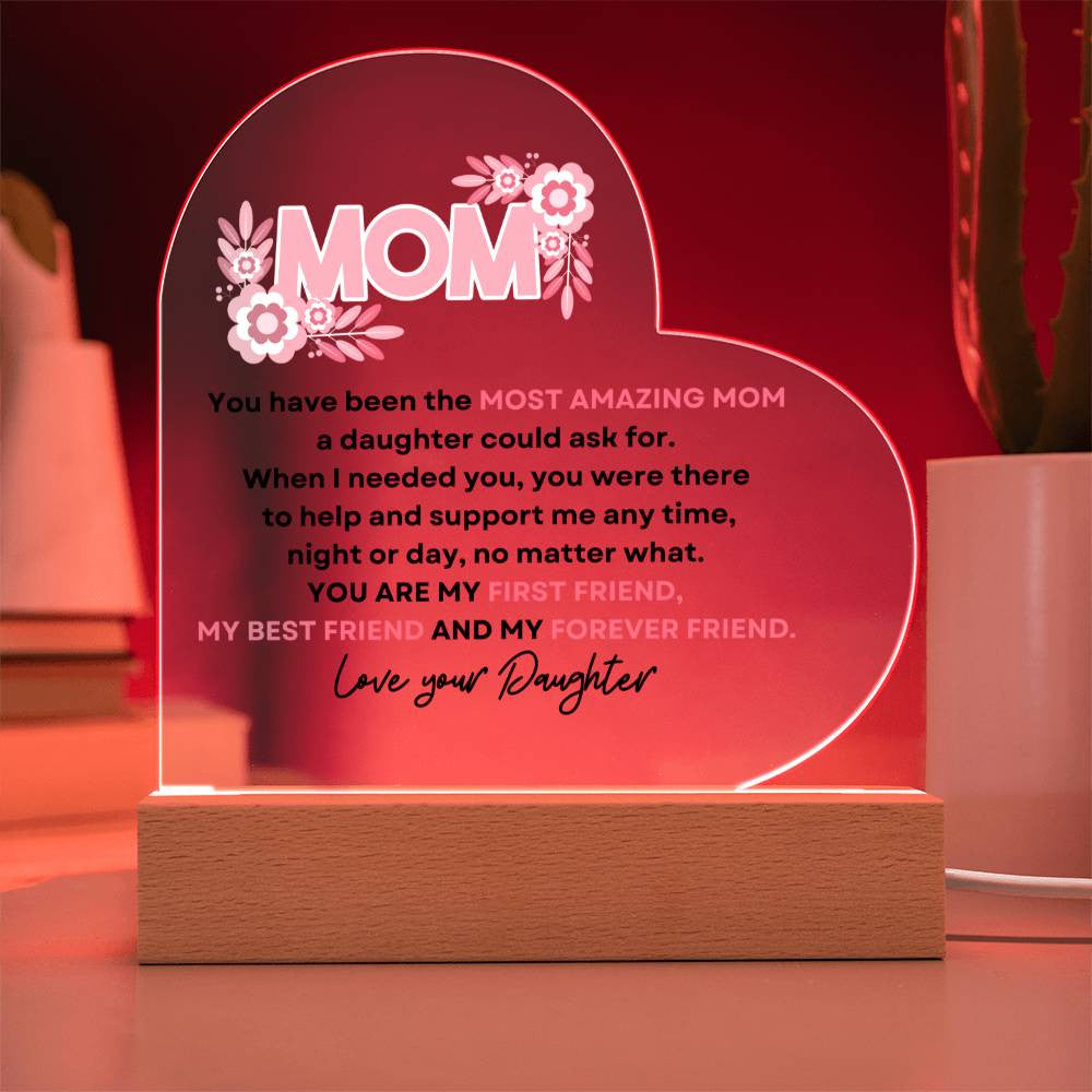 Mother's Love Heart w/Faux Flower Bouquet - Daughter
