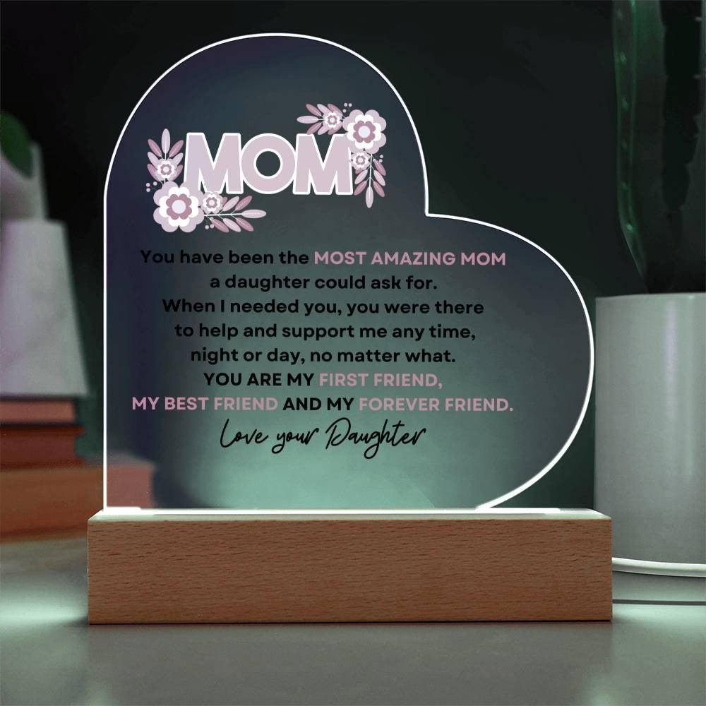 Mother's Love Heart w/Faux Flower Bouquet - Daughter