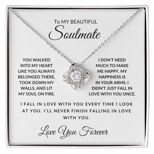 My Beautiful Soulmate- Love You Forever-Love Knot Necklace
