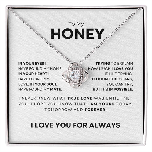 To My Honey-I Love You For Always-Love Knot Necklace