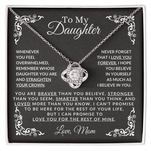 To My Daughter-Love You For The Rest Of My Life-Love, Mom-Love Knot Necklace