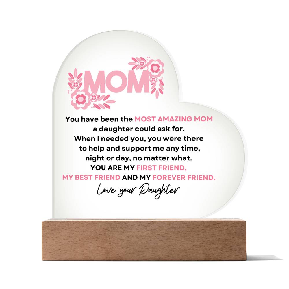 Mother's Love Heart w/Faux Flower Bouquet - Daughter