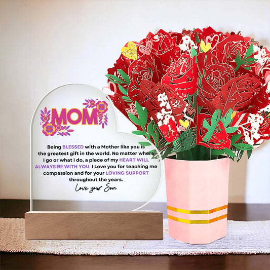 Son's Eternal Love Heart w/Faux Flower Bouquet-Son